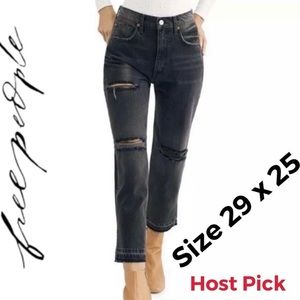 HP * NEW Free People Black Slim Leg Distressed Jeans